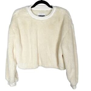 Apparis S/M Cream Teddy Sherling Sherpa Sweatshirt Crew Boxy Fit Lounge Cozy